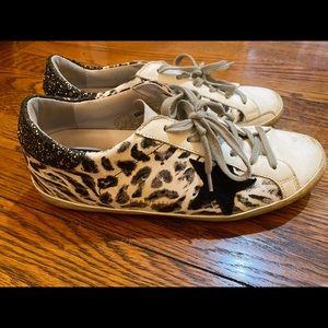 Golden Goose black and white leopard sneakers